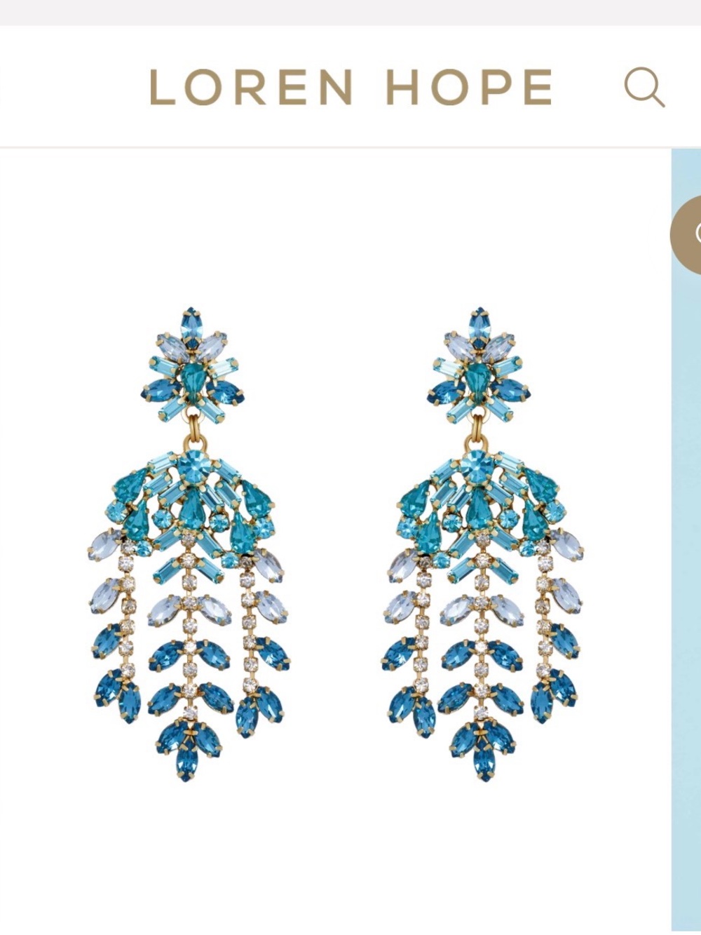 Loren Hope Teal and Light Blue Crystal Chandelier Earrings
